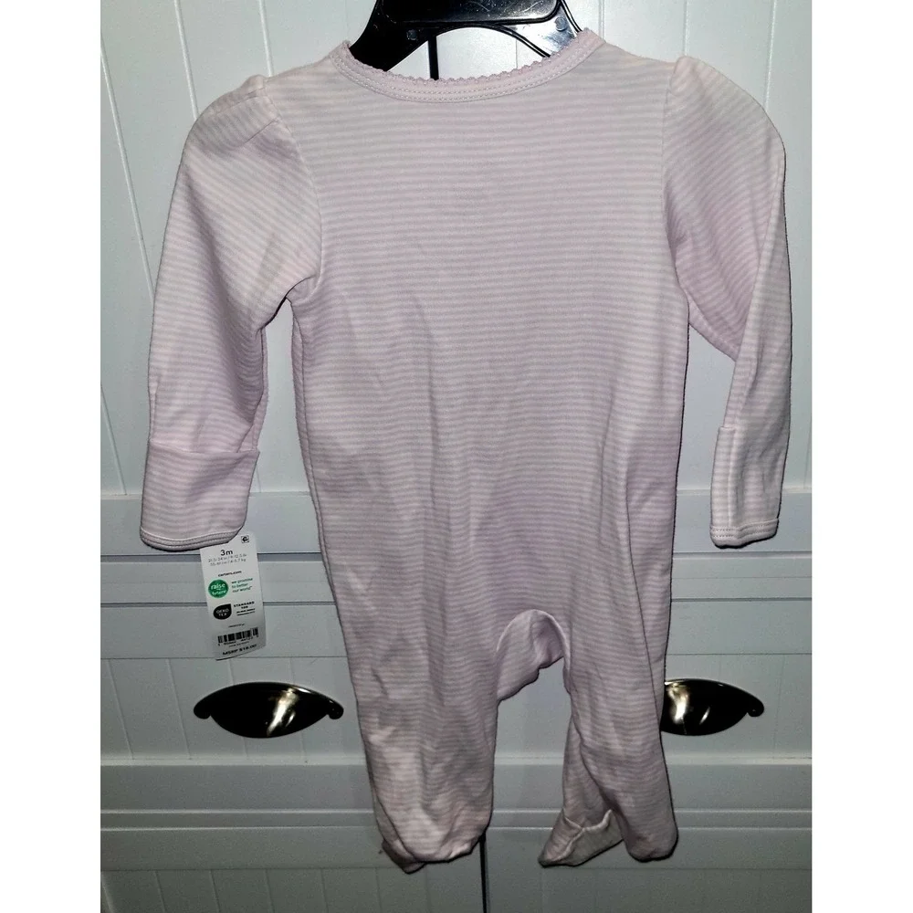 Carters Baby Girl 3M Purple Striped Bunny Hot Air Balloon Sleep and Play NWT
